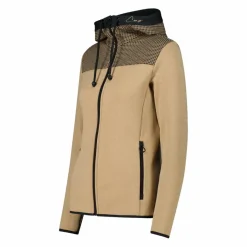 Fleece-Sweatshirt für Damen aus Stretch Performance Melange mit Hahnentrittmuster><noscript><img width=