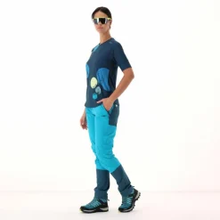 Gemustertes technisches T-Shirt mit kurzen Ärmeln für Damen><noscript><img width=