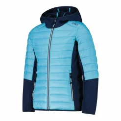 Gepolsterte Hybridjacke für Mädchen mit Kapuze><noscript><img width=