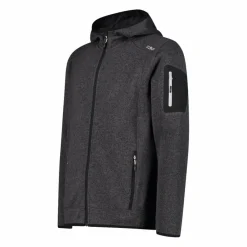 Herren schweres Fleecejacke Knit-Tech in melierter Optik mit Kapuze><noscript><img width=