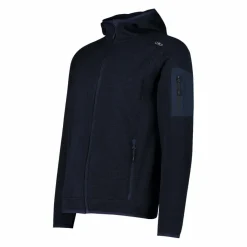 Herren schweres Fleecejacke Knit-Tech in melierter Optik mit Kapuze><noscript><img width=