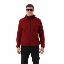 Herren schweres Fleecejacke Knit-Tech in melierter Optik mit Kapuze><noscript><img width=
