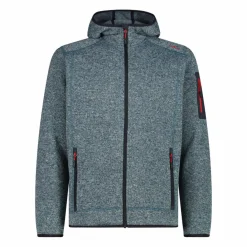 Herren schweres Fleecejacke Knit-Tech in melierter Optik mit Kapuze><noscript><img width=
