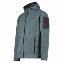 Herren schweres Fleecejacke Knit-Tech in melierter Optik mit Kapuze><noscript><img width=
