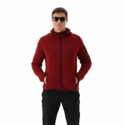 Herren schweres Fleecejacke Knit-Tech in melierter Optik mit Kapuze><noscript><img width=