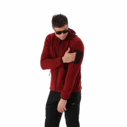 Herren schweres Fleecejacke Knit-Tech in melierter Optik mit Kapuze><noscript><img width=