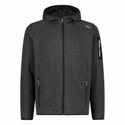 Herren schweres Fleecejacke Knit-Tech in melierter Optik mit Kapuze><noscript><img width=