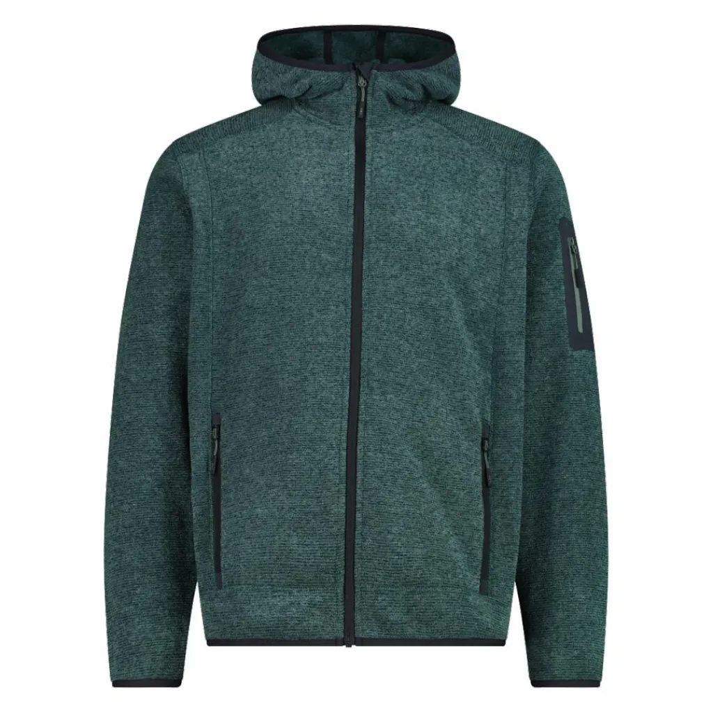 Herren schweres Fleecejacke Knit-Tech in melierter Optik mit Kapuze>CMP Clearance
