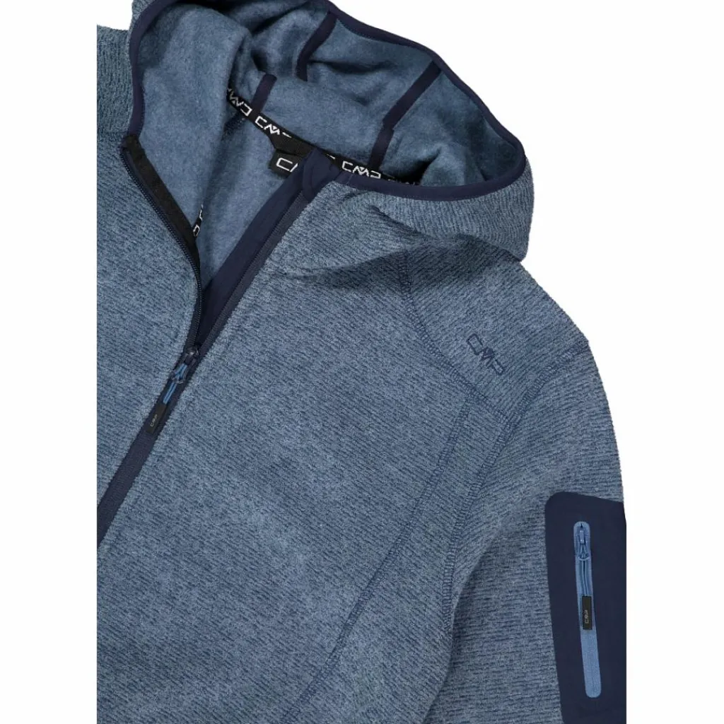 Herren schweres Fleecejacke Knit-Tech in melierter Optik mit Kapuze>CMP Clearance