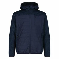 Herren-Hybrid-Fleecejacke aus Knit Tech Melange mit Kapuze><noscript><img width=