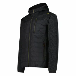 Herren-Hybrid-Fleecejacke aus Knit Tech Melange mit Kapuze><noscript><img width=