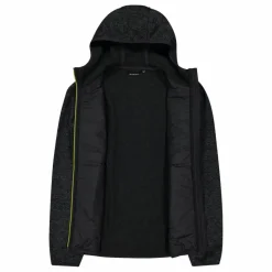 Herren-Hybrid-Fleecejacke aus Knit Tech Melange mit Kapuze><noscript><img width=
