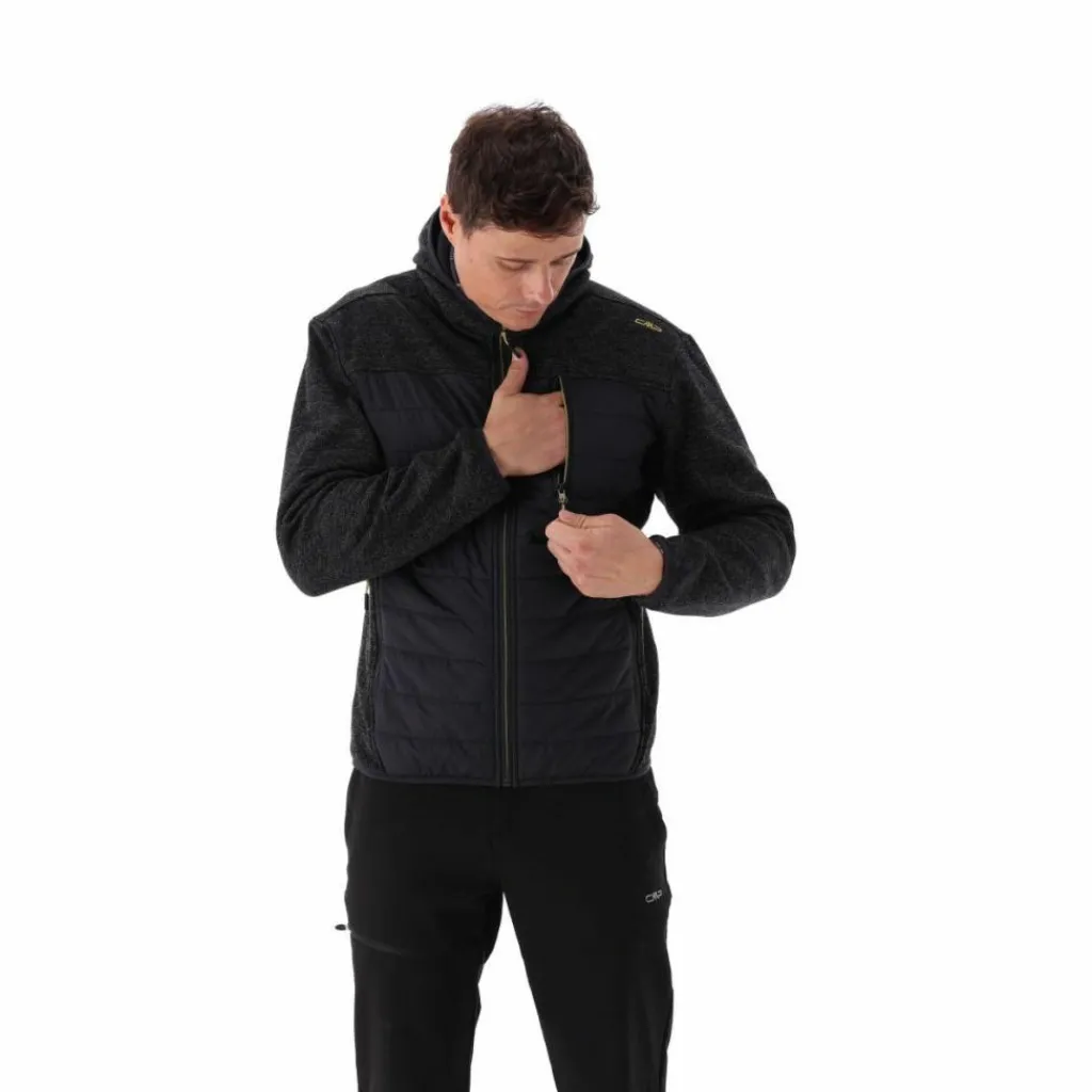 Herren-Hybrid-Fleecejacke aus Knit Tech Melange mit Kapuze>CMP Best