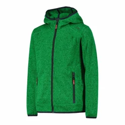 Jungen schweres Fleecejacke Knit-Tech in melierter Optik mit Kapuze><noscript><img width=