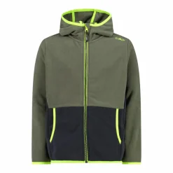 Jungen-Fleecejacke mit Kapuze und durchgehendem Reißverschluss und Color Block><noscript><img width=