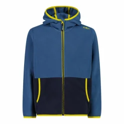 Jungen-Fleecejacke mit Kapuze und durchgehendem Reißverschluss und Color Block><noscript><img width=