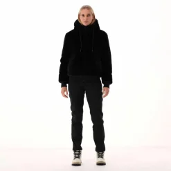 Kunstpelzjacke für Damen mit Kapuze><noscript><img width=