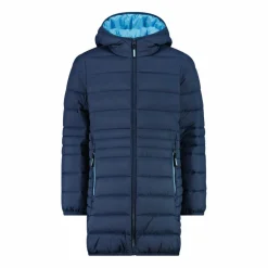 Lange Daunenjacke für Mädchen mit Taftkapuze><noscript><img width=