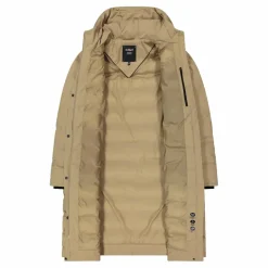 Lange gepolsterte Daunenjacke für Damen mit Kapuze><noscript><img width=