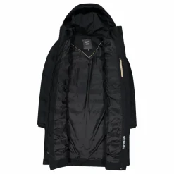 Lange gepolsterte Daunenjacke für Damen mit Kapuze><noscript><img width=