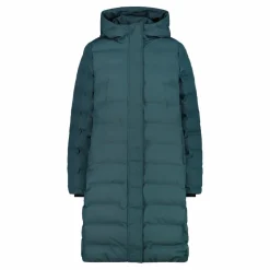 Lange gepolsterte Daunenjacke für Damen mit Kapuze><noscript><img width=