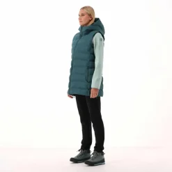 Lange, gepolsterte Weste für Damen mit Kapuze><noscript><img width=