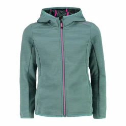 Mädchen Fleece mit durchgehendem Reißverschluss und Kapuze><noscript><img width=
