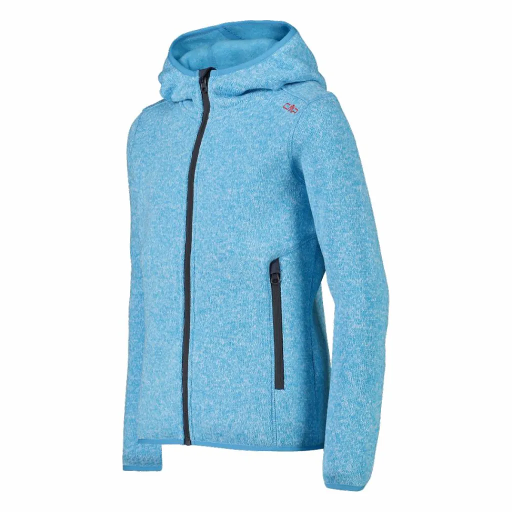 Mädchen schweres Fleecejacke Knit-Tech in melierter Optik mit Kapuze>CMP Best