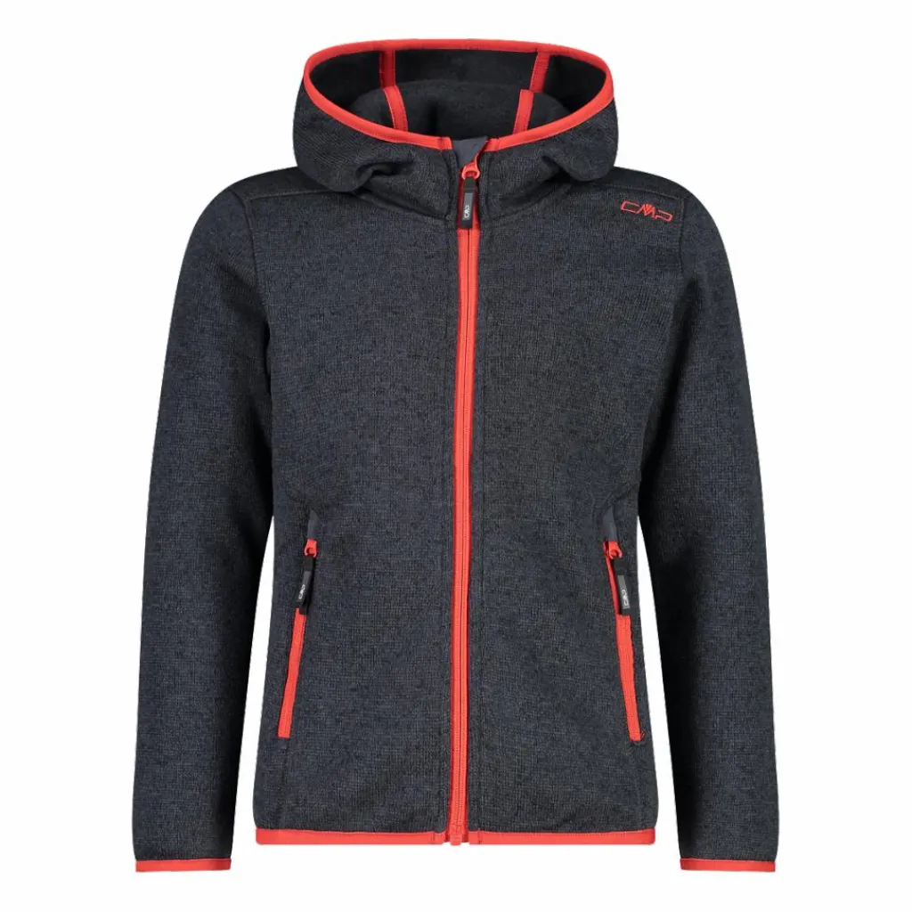 Mädchen schweres Fleecejacke Knit-Tech in melierter Optik mit Kapuze>CMP Best