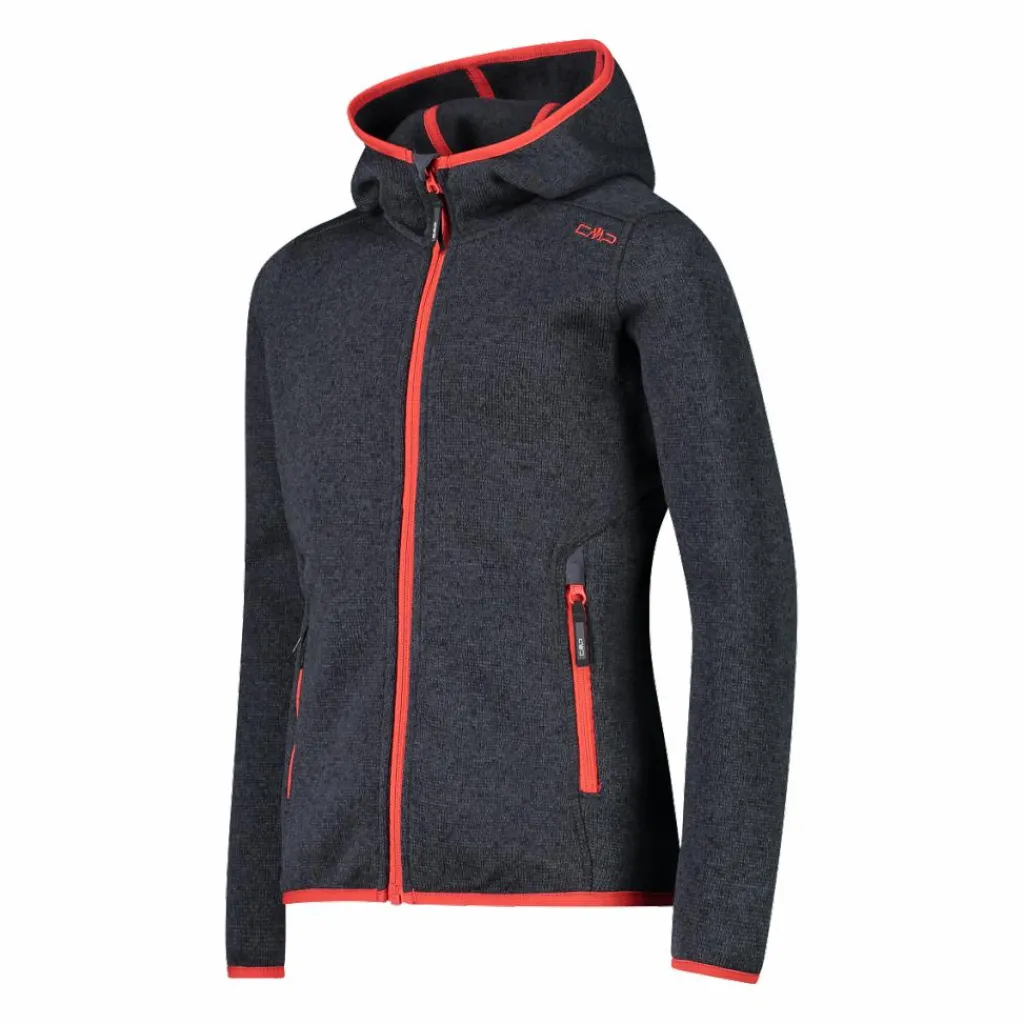 Mädchen schweres Fleecejacke Knit-Tech in melierter Optik mit Kapuze>CMP Best