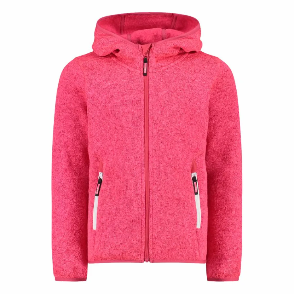 Mädchen schweres Fleecejacke Knit-Tech in melierter Optik mit Kapuze>CMP Best