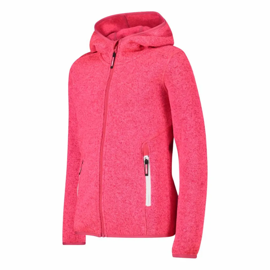 Mädchen schweres Fleecejacke Knit-Tech in melierter Optik mit Kapuze>CMP Best