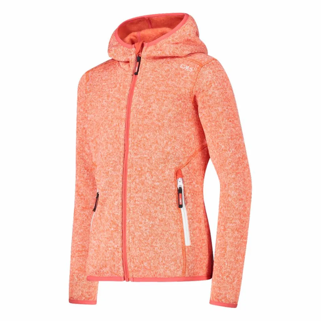 Mädchen schweres Fleecejacke Knit-Tech in melierter Optik mit Kapuze>CMP Best