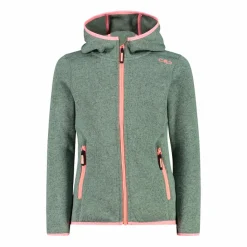 Mädchen schweres Fleecejacke Knit-Tech in melierter Optik mit Kapuze><noscript><img width=