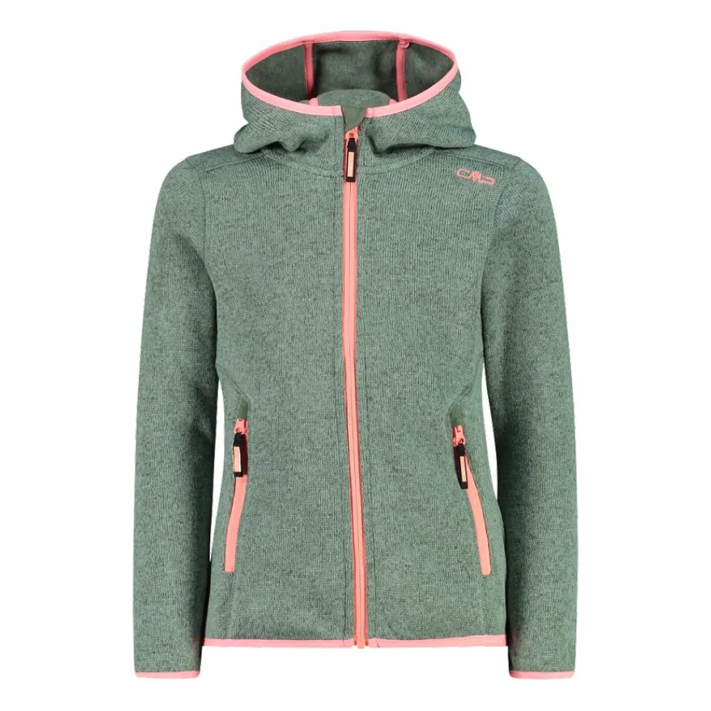 Mädchen schweres Fleecejacke Knit-Tech in melierter Optik mit Kapuze>CMP Best