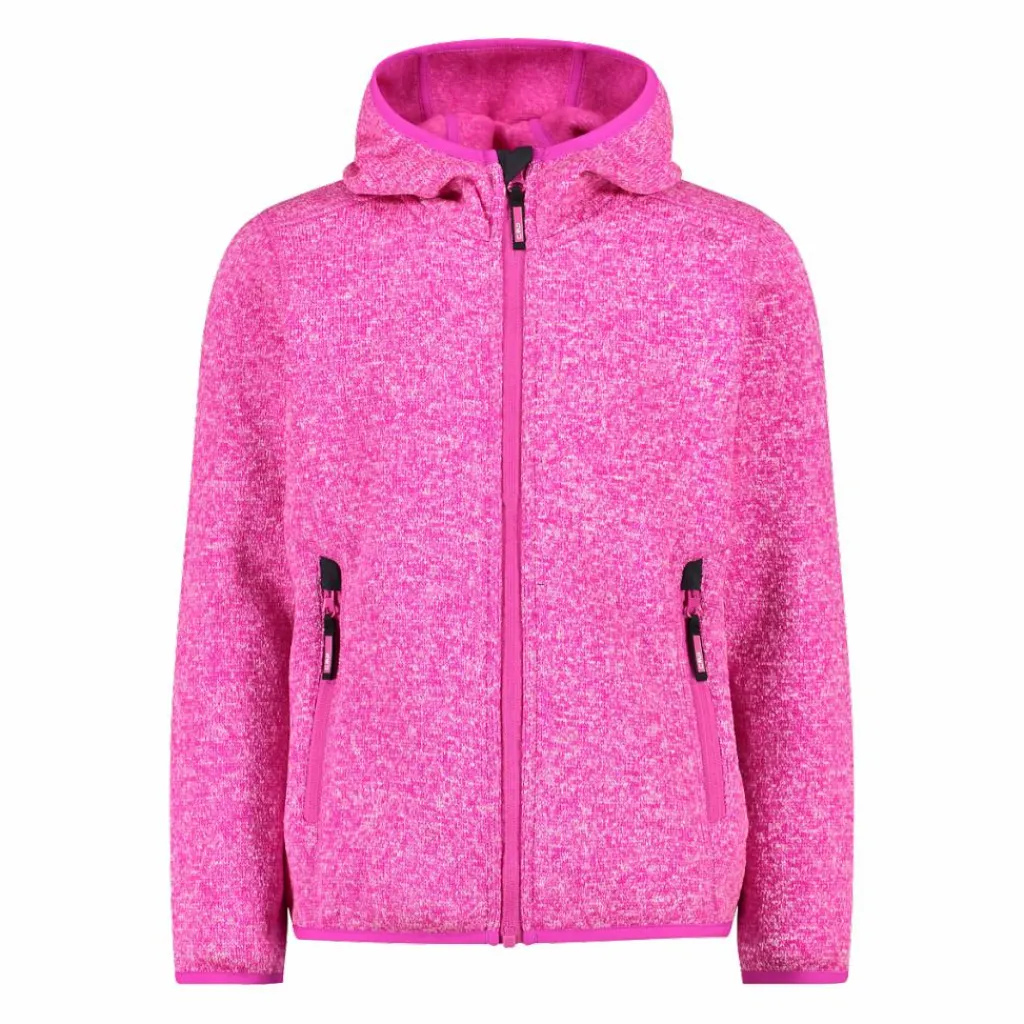 Mädchen schweres Fleecejacke Knit-Tech in melierter Optik mit Kapuze>CMP Best