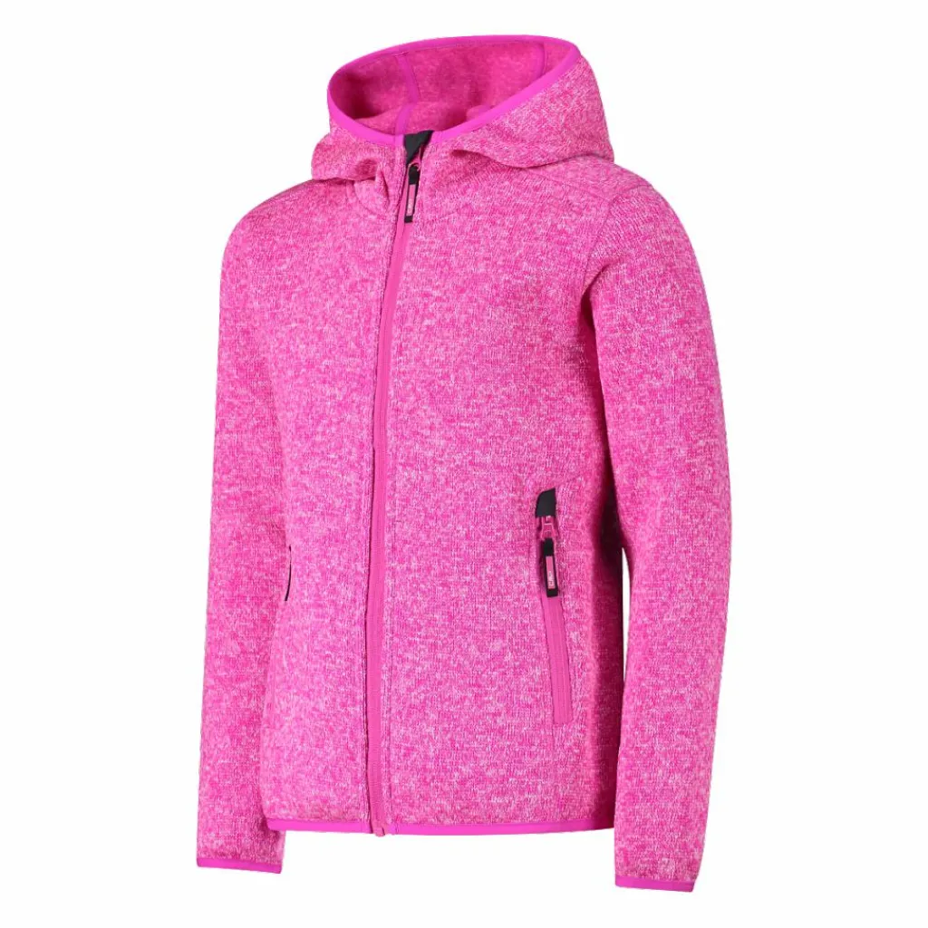 Mädchen schweres Fleecejacke Knit-Tech in melierter Optik mit Kapuze>CMP Best
