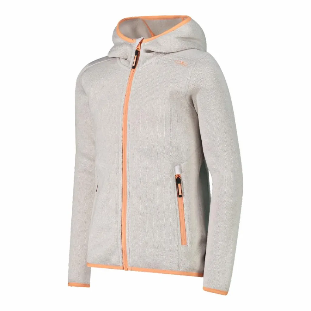 Mädchen schweres Fleecejacke Knit-Tech in melierter Optik mit Kapuze>CMP Best