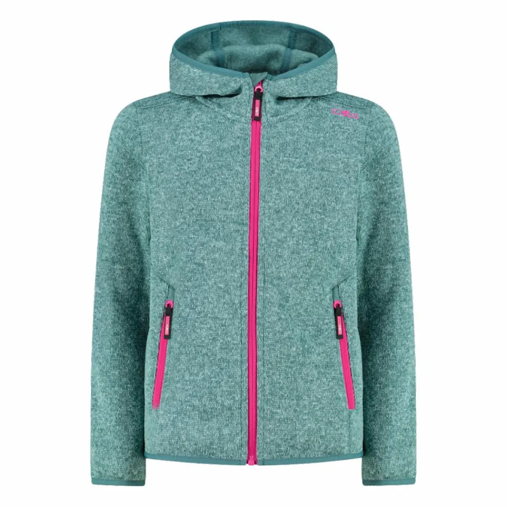 Mädchen schweres Fleecejacke Knit-Tech in melierter Optik mit Kapuze>CMP Best
