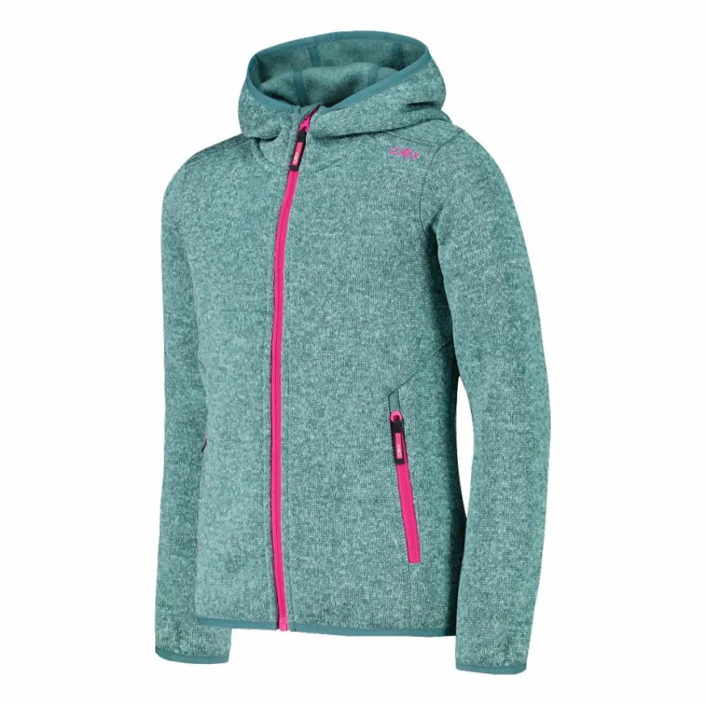 Mädchen schweres Fleecejacke Knit-Tech in melierter Optik mit Kapuze>CMP Best