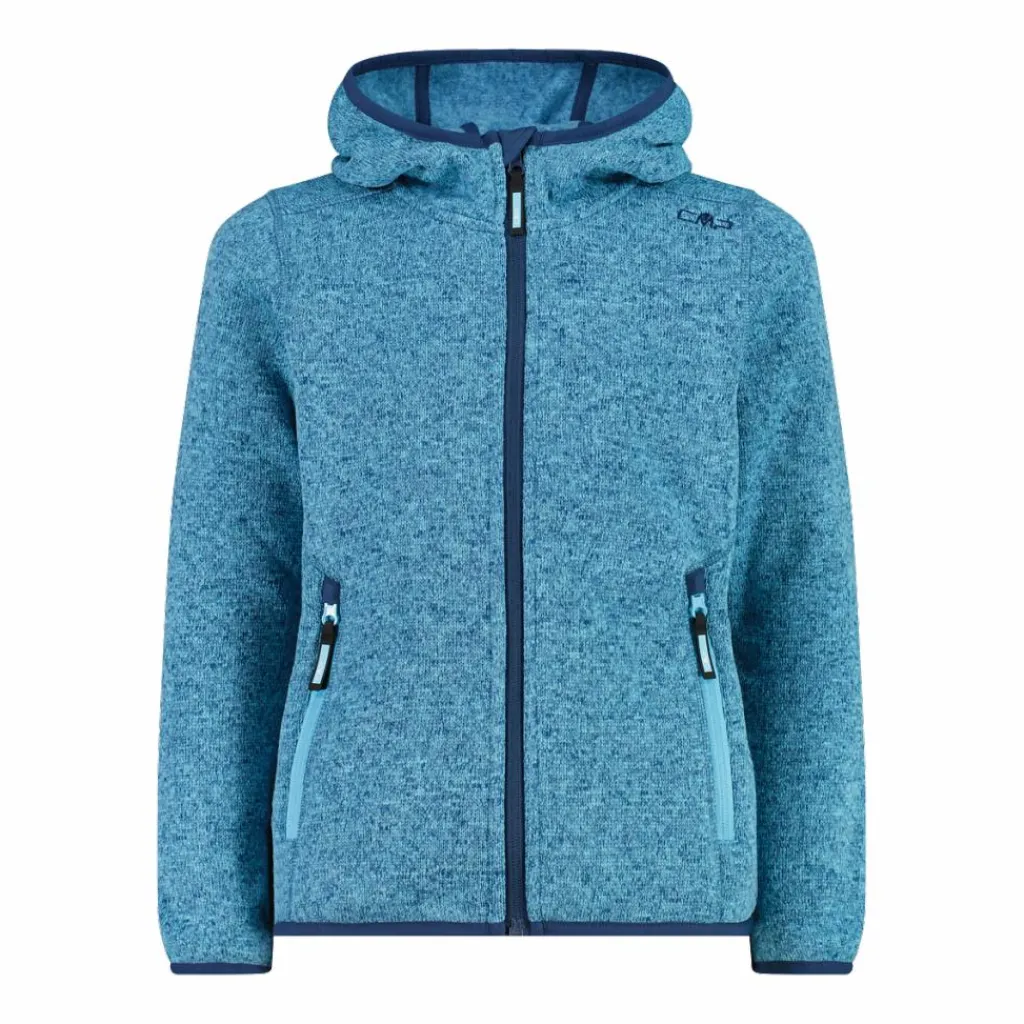 Mädchen schweres Fleecejacke Knit-Tech in melierter Optik mit Kapuze>CMP Best