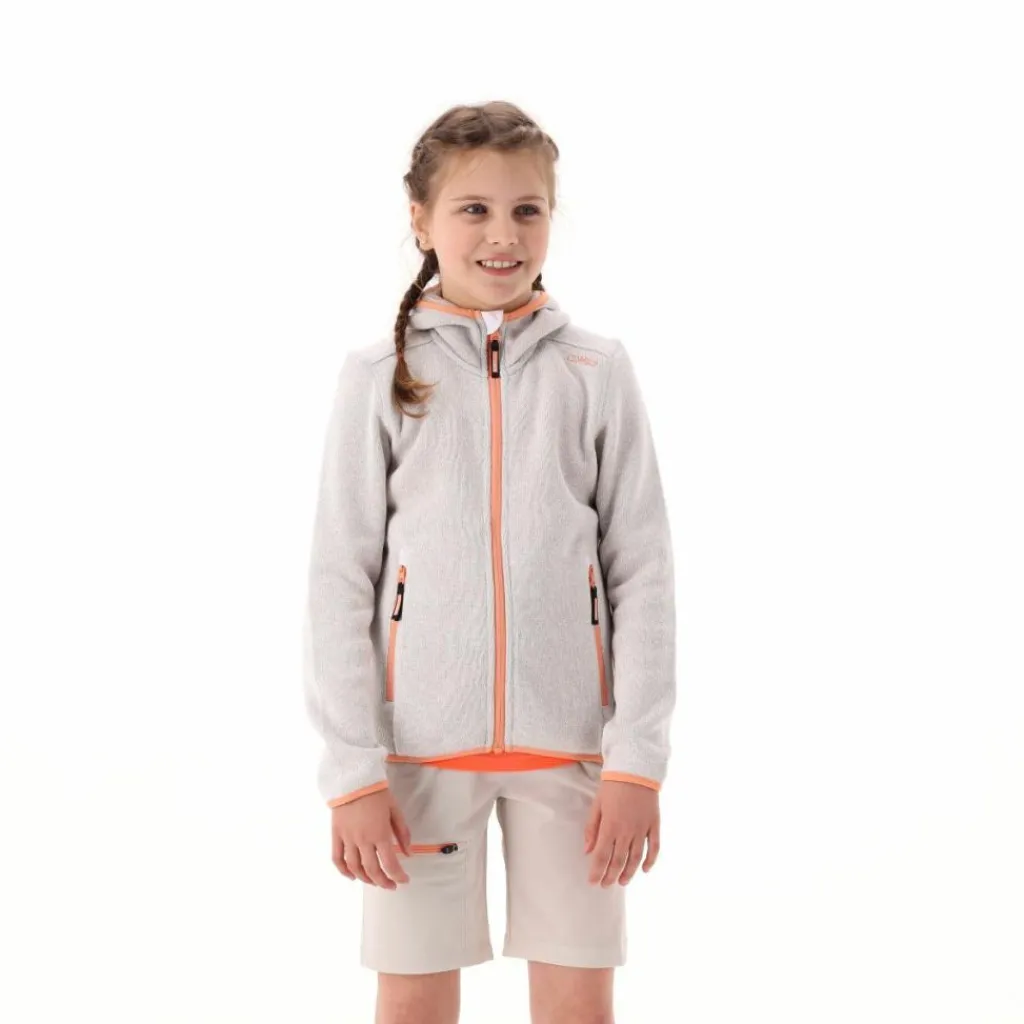 Mädchen schweres Fleecejacke Knit-Tech in melierter Optik mit Kapuze>CMP Best