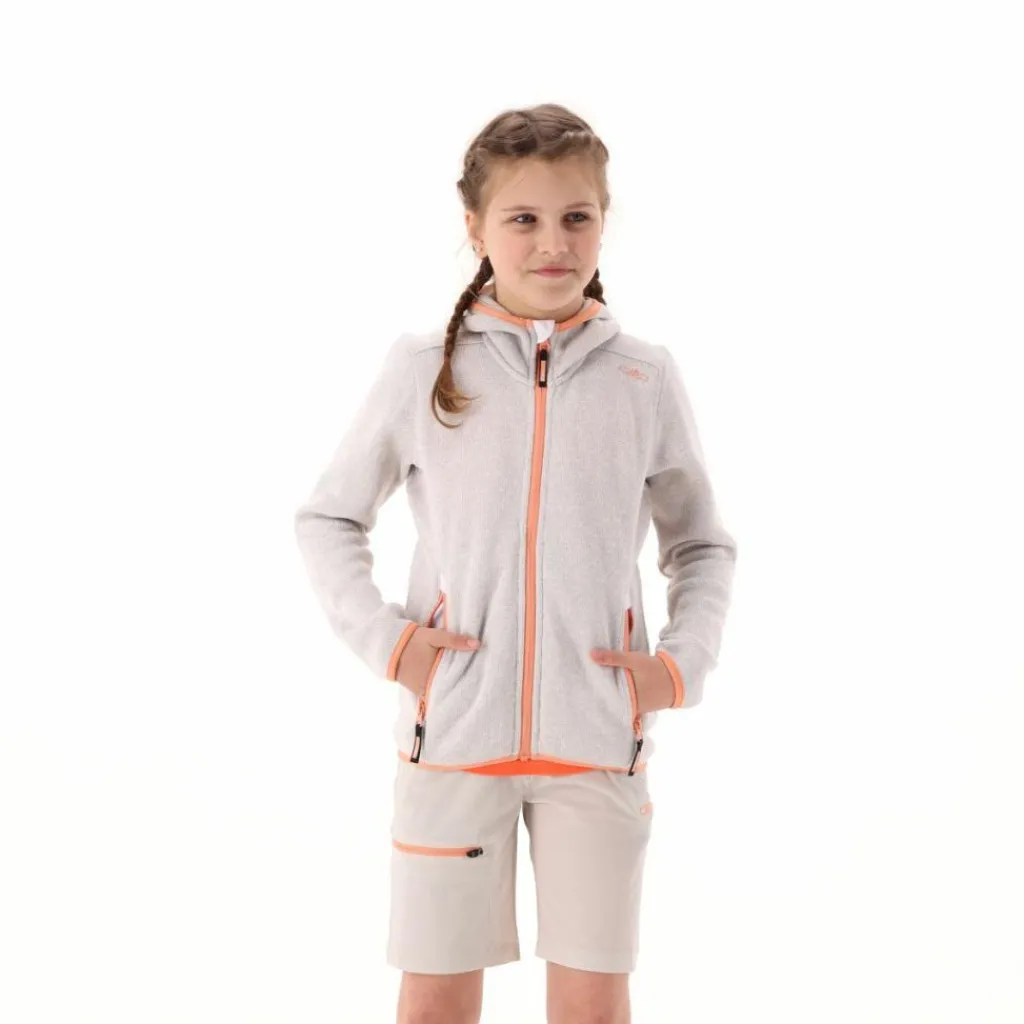 Mädchen schweres Fleecejacke Knit-Tech in melierter Optik mit Kapuze>CMP Best