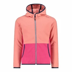 Mädchen-Fleecejacke mit Kapuze und durchgehendem Reißverschluss und Color Block>CMP Discount