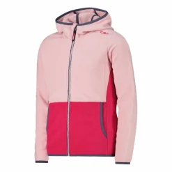 Mädchen-Fleecejacke mit Kapuze und durchgehendem Reißverschluss und Color Block><noscript><img width=