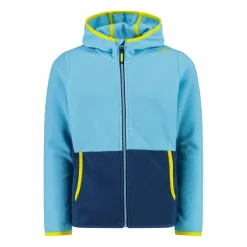Mädchen-Fleecejacke mit Kapuze und durchgehendem Reißverschluss und Color Block><noscript><img width=