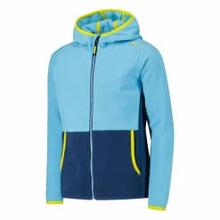 Mädchen-Fleecejacke mit Kapuze und durchgehendem Reißverschluss und Color Block><noscript><img width=