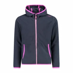 Mädchen-Fleecejacke mit Kapuze und durchgehendem Reißverschluss und Color Block><noscript><img width=