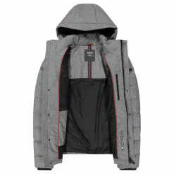 Melierte gepolsterte Herrenjacke mit Kapuze mit Sorona><noscript><img width=