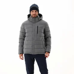 Melierte gepolsterte Herrenjacke mit Kapuze mit Sorona><noscript><img width=